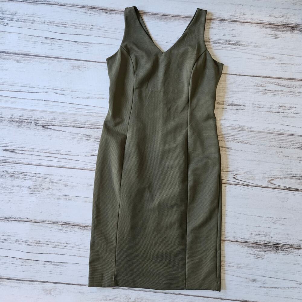 Metaphor Ribbed Olive Green Midi Ribbed Dress sz XL